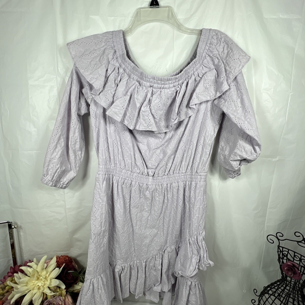MICHAEL Michael Kors‎ Womens Lavender Off The Shoulder Eyelet Dress Size Medium